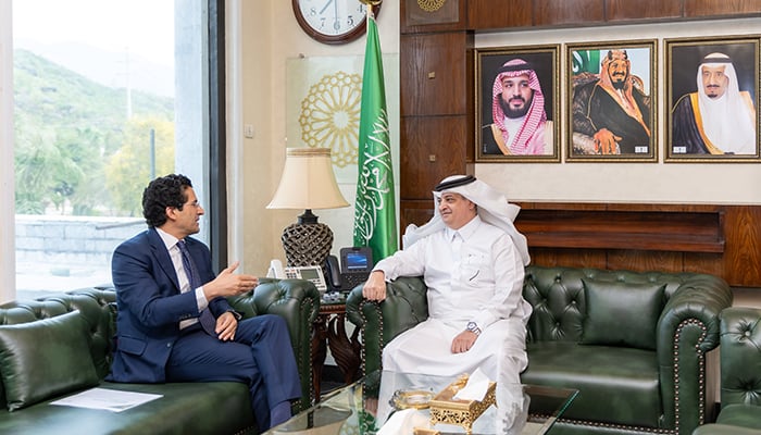 Federal Minister for Petroleum, Ali Pervaiz Malik, holds meeting with Nawaf bin Said Al-Malki, Ambassador of the Kingdom of Saudi Arabia to Pakistan, in Islamabad, March 4, 2026. — Petroleum Division