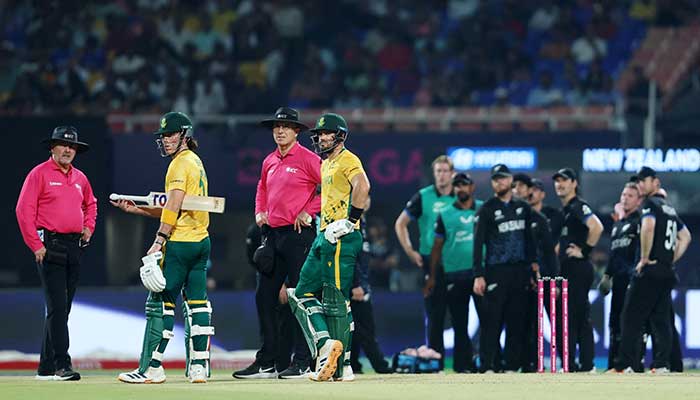 South Africas Aiden Markram and Dewald Brevis during a review. — Reuters