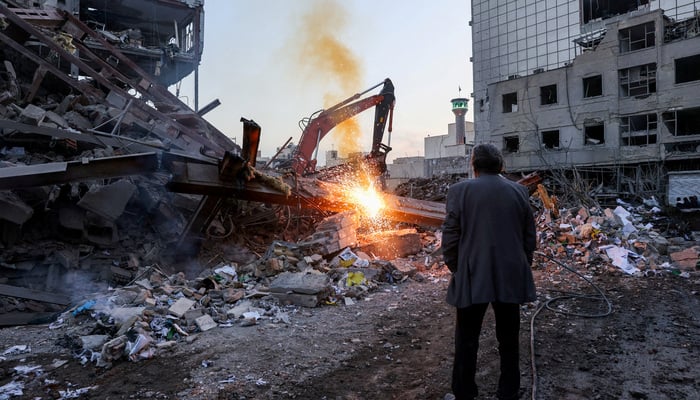 The aftermath of an airstrike on a police station in Tehran, Iran, March 2. — Reuters