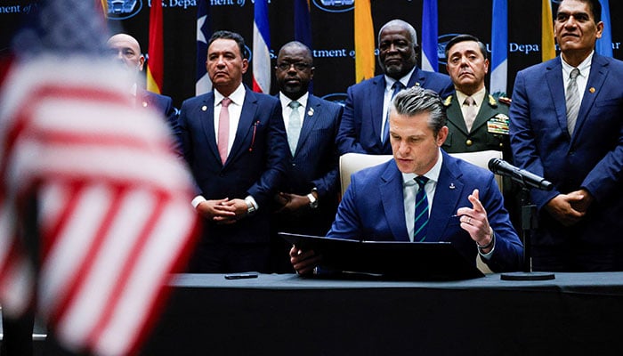 US Secretary of Defense Pete Hegseth speaks about the joint security agreement at the inaugural Americas Counter Cartel Conference with regional defense and security leaders at US Southern Command headquarters in Doral, Florida, US, March 5, 2026. — Reuters
