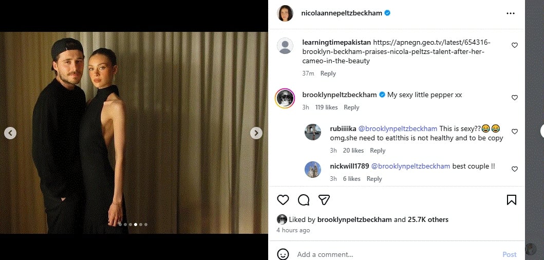 Nicola Peltzs official Instagram account