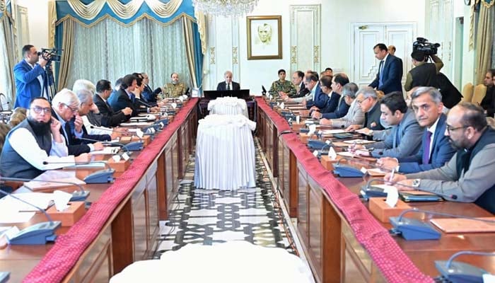 Prime Minister Shehbaz Sharif chairs a meeting regarding petroleum products, Islamabad, March 6, 2026. — PID