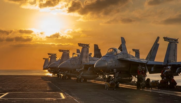 Aircraft are staged for flight operations on the flight deck of the US Navy Nimitz-class aircraft carrier USS Abraham Lincoln in support of the Operation Epic Fury attack on Iran from an undisclosed location March 3, 2026. — Reuters