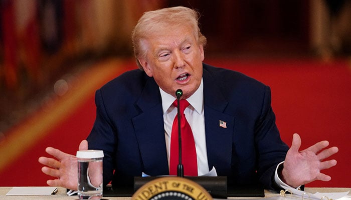 US President Donald Trump speaks during a round table on collegiate sports in the White House in Washington, DC on March 6, 2026. — Reuters