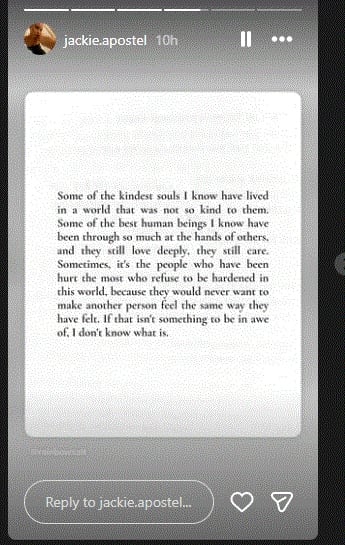 Jackie Apostels official Instagram account