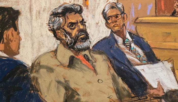 Asif Merchant, a Pakistani man with alleged ties to Iran, appears on charges in connection with a foiled plot to assassinate a US politician or government officials, in a courtroom in New York, US, September 16, 2024, in this courtroom sketch.  — Reuters