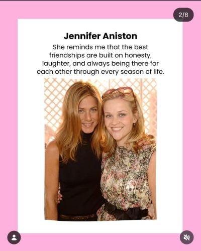 Reese Witherspoon honours Jennifer Aniston and more on Womens Day
