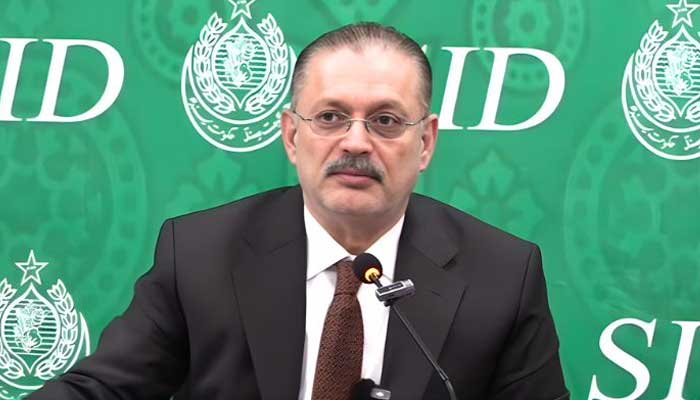 Senior Minister Sharjeel Inam Memon speaks during press conference in Karachi, Sindh, March 10, 2026. — Screengrab via YouTube/Geo News