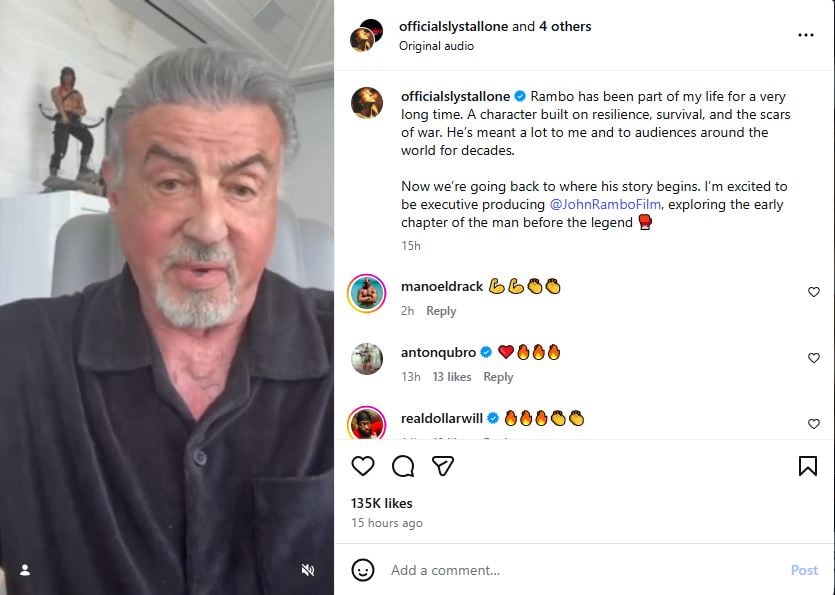 Sylvester Stallone returns to ‘Rambo franchise as executive producer