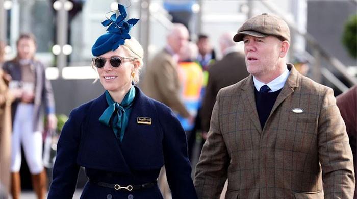 Zara and Mike Tindall step out for Cheltenham day one