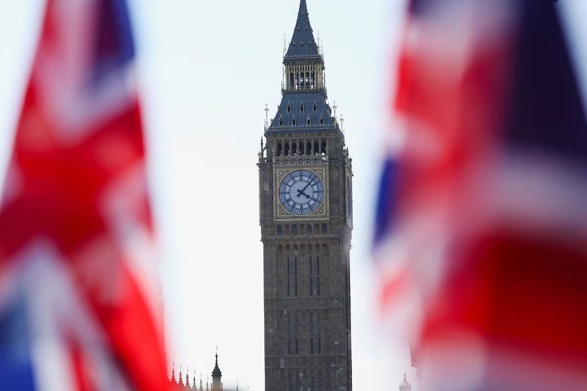 Union Jack flags flutter in the wind near Big Ben at Parliament Square in London, Britain, August 27, 2024. — Reuters