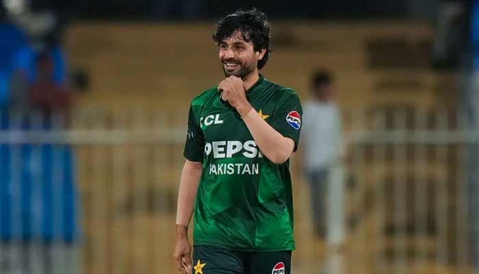Pakistans Abrar Ahmed celebrates taking a wicket during their T20I Tri-series match against UAE at the Sharjah Cricket Stadium in Sharjah on September 4, 2025. — Emirates Cricket Board