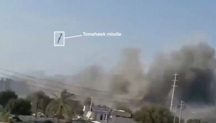 The moment a missile hit the IRGC compound was recorded by a witness and shared online about a week after the attack on February 28, 2026. — Reuters via Mehr News