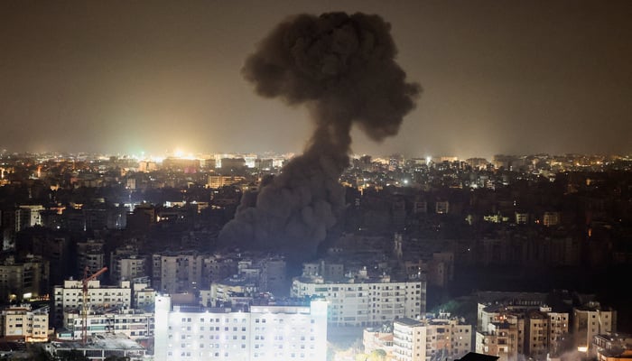A plume of smoke covers the city skyline following reported Israeli strikes in the southern suburbs of Beirut, after an escalation between Hezbollah and Israel, amid the US-Israeli conflict with Iran, Lebanon, March 13, 2026. — Reuters