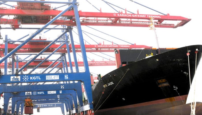 This representational image shows a vessel docked at Karachi Port. — APP/File