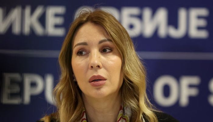 Serbian Minister of Mining and Energy Dubravka Djedovic Handanovic speaks during a press conference in Belgrade, Serbia, January 15, 2026. — Reuters