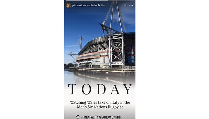 Prince William shares the rugby moment on Instagram