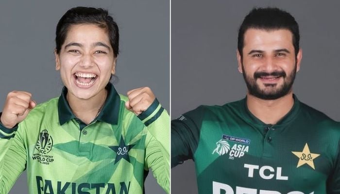 This collage shows Pakistans womens team captain Fatima Sana (left) and mens cricket team opening batter Sahibzada Farhan. — Instagram/sahibzadafarhanofficial/fatima_sana14