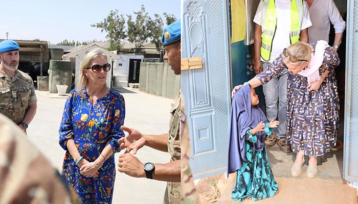 Duchess Sophie wows in blue cheering on troops at Operation Tangham