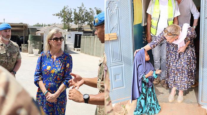 Duchess Sophie wows in blue cheering on troops at Operation Tangham