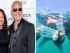 Metallica's James Hetfield pops the question to Adriana Gillett underwater