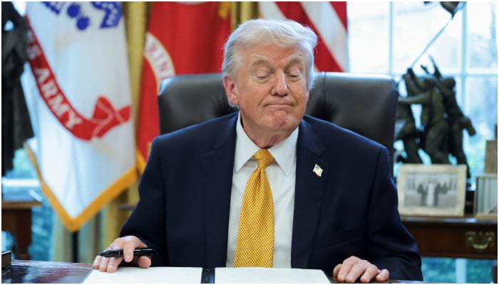 US President Donald Trump reacts during an event to sign an executive order creating an anti‑fraud task force headed by US Vice President JD Vance in the Oval Office at the White House in Washington, DC, US, March 16, 2026. — Reuters