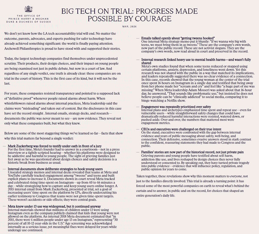 Prince Harry, Meghan mark big win for Archie, Lilibet in latest update