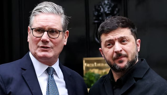 British Prime Minister Keir Starmer greets Ukrainian President Volodymyr Zelenskiy at 10 Downing Street, as E3 partners France, Germany and Britain meet in London, Britain, December 8, 2025. — Reuters