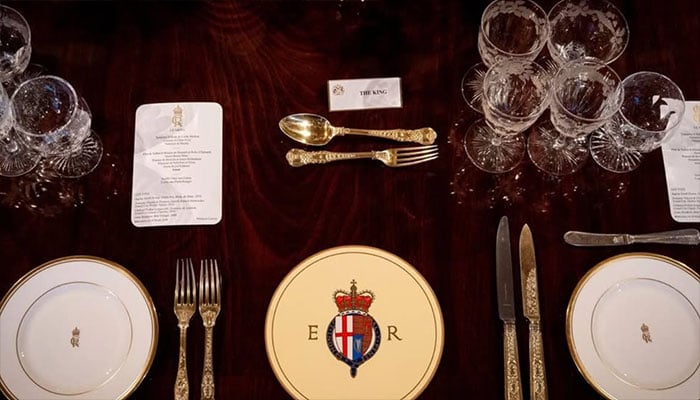 Place settings at the banquet table