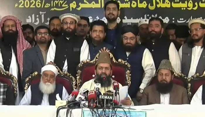 Central Ruet-e-Hilal Committee Chairman Maulana Abdul Khabeer Azad addresses a press conference in Islamabad on March 19, 2026. — Screengrab via Geo News