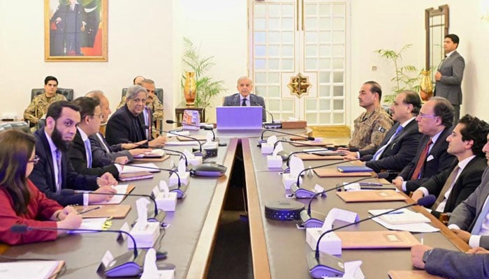 Prime Minister Shehbaz Sharif chairs a high-level meeting to assess the economic situation and availability of petroleum products in country due to Gulf situation on March 19, 2026. — PID