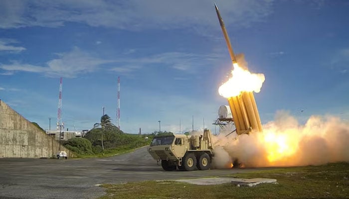 This representational image shows a Terminal High Altitude Area Defence (THAAD) interceptor is launched during a successful intercept test, in this undated handout photo provided by the US Department of Defence, Missile Defence Agency. — Reuters