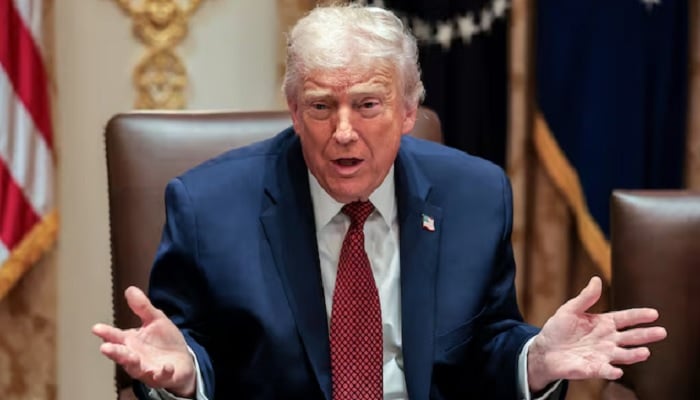 US President Donald Trump gestures as he attends a roundtable discussion on the day he announced an aid package for farmers, at the White House in Washington, DC, US, December 8, 2025.— Reuters