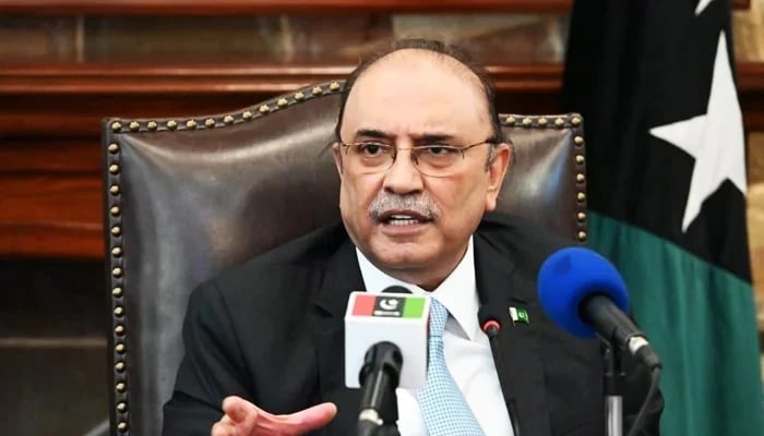Former president and PPP Co-chairman Asif Ali Zardari addresses a press conference in Karachi, on May 11, 2022. — Twitter/MediaCellPPPFormer president and PPP Co-chairman Asif Ali Zardari addresses a press conference in Karachi, on May 11, 2022. — Twitter/MediaCellPPP