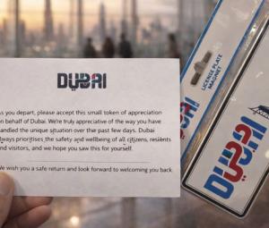 Dubai offers departing passengers souvenirs, thanks amid regional tensions