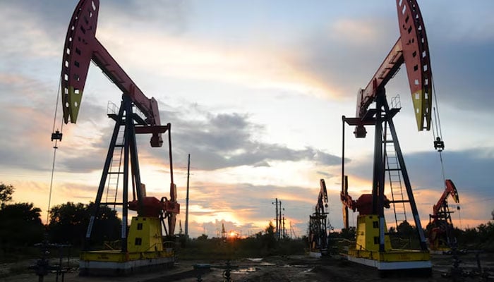 Pumpjacks are seen during sunset at the Daqing oil field in Heilongjiang province, China August 22, 2019. Picture taken August 22, 2019. — Reuters