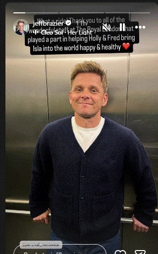 Jeff Brazier over the moon as he welcomes first grandchild