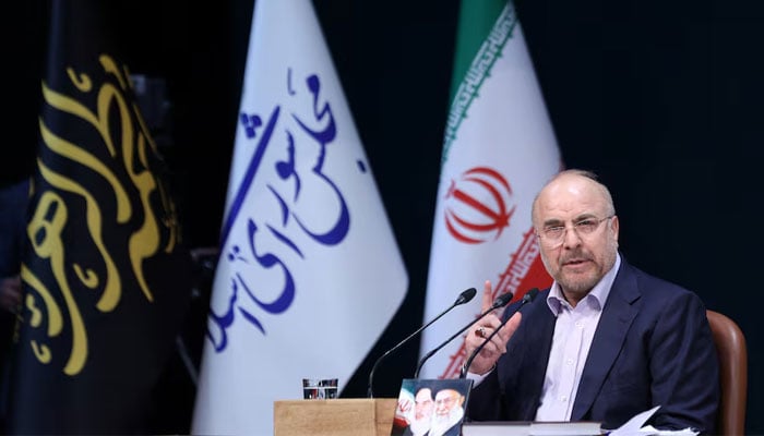 Iranian Parliament Speaker Mohammad Bagher Ghalibaf speaks during a press conference in Tehran, Iran, November 27, 2024. — Reuters