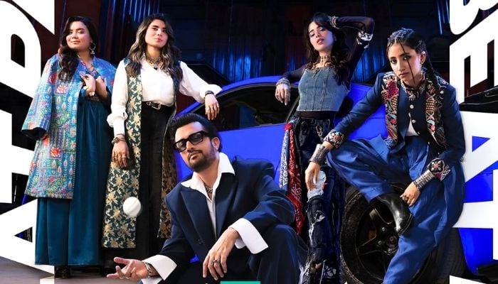 Poster shows Pakistani singers (from left) Sabri Sisters – Anam and Saman, Atif Aslam, Aima Baig, and Daniya Kanwal in official PSL 11 anthem. — Instagram/@thepsl