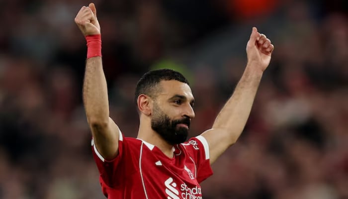 Mohamed Salah celebrates after scoring Liverpool’s fourth goal against Galatasaray during their UEFA Champions League Round of 16 clash at Anfield, Liverpool, England, on March 18, 2026. — Reuters
