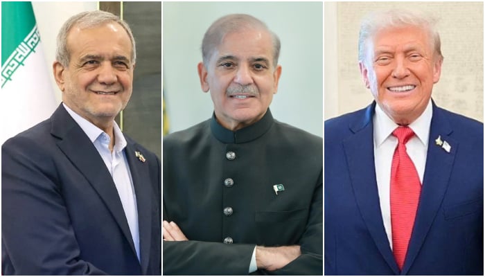 Iranian President Masoud Pezeshkian (left), Prime Minister Shehbaz Sharif, and US President Donald Trump. — PMO/WhiteHouse