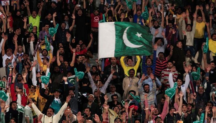 Spectators cheer during a hugely anticipated final of Pakistan Super League (PSL) at the Gaddafi Cricket Stadium in Lahore. — Reuters