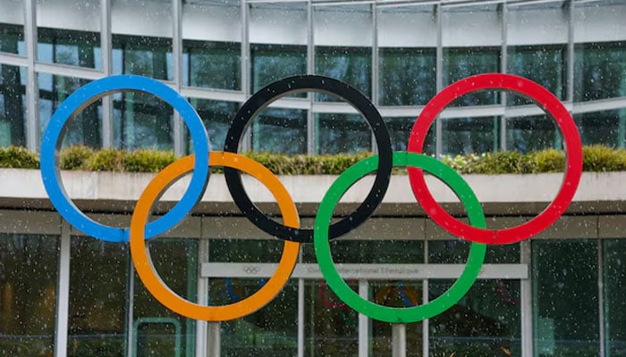 Olympic rings are pictured outside the International Olympic Committee (IOC) during an Executive Board meeting at the Olympic House in Lausanne, Switzerland, March 26, 2026. — Reuters
