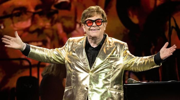 Elton John celebrates birthday with very familiar face