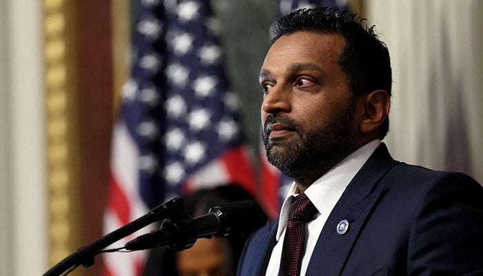 Kash Patel speaks after being sworn in as FBI director in the Eisenhower Executive Office Building (EEOB) on the White House campus in Washington, DC, US, February 21, 2025. — Reuters