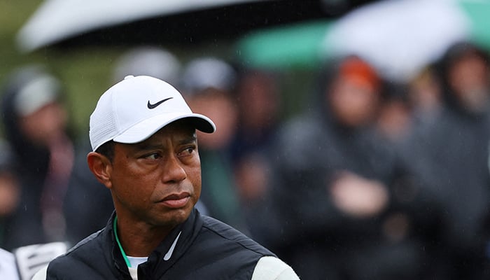 Tiger Woods reacts after holing his bogey putt on the 17th green during the second round at Augusta National Golf Club, Augusta, Georgia, US, April 8, 2023. — Reuters