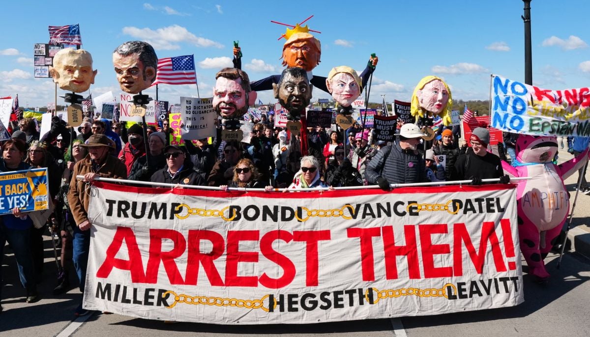 Protesters at the No Kings demonstration in Washington DC demanding the arrests of Trump administration officials. — AFP