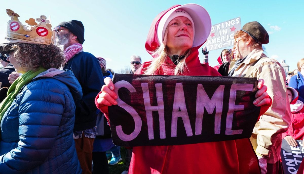 Demonstrators march along the National Mall during the No Kings national day of protest in Washington, DC, on March 28, 2026. — AFP