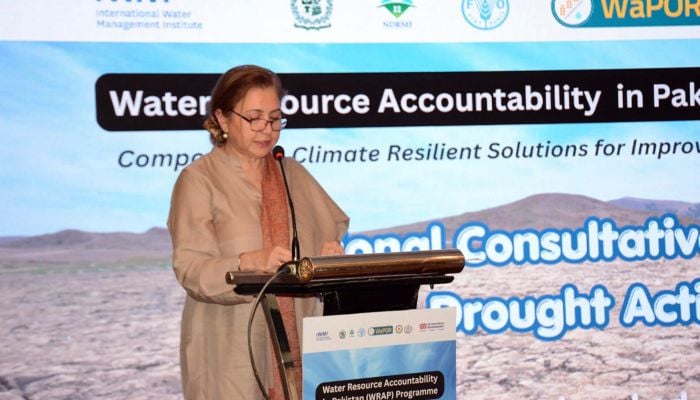 Federal Secretary for Climate Change and Environmental Coordination Aisha Humera Moriani addresses as keynote speaker at a national consultative workshop on the National Drought Action Plan (NDAP) held at a local hotel on March 28, 2026. — APP