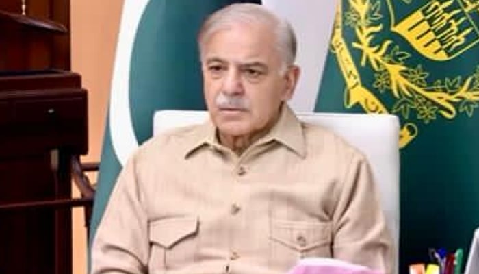 Prime Minister Shehbaz Sharif chairs a review meeting on fuel conservation amid the evolving regional situation via video link in Islamabad, March 29, 2026. — PMO